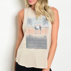 Creme Colored Ripped Tank Top